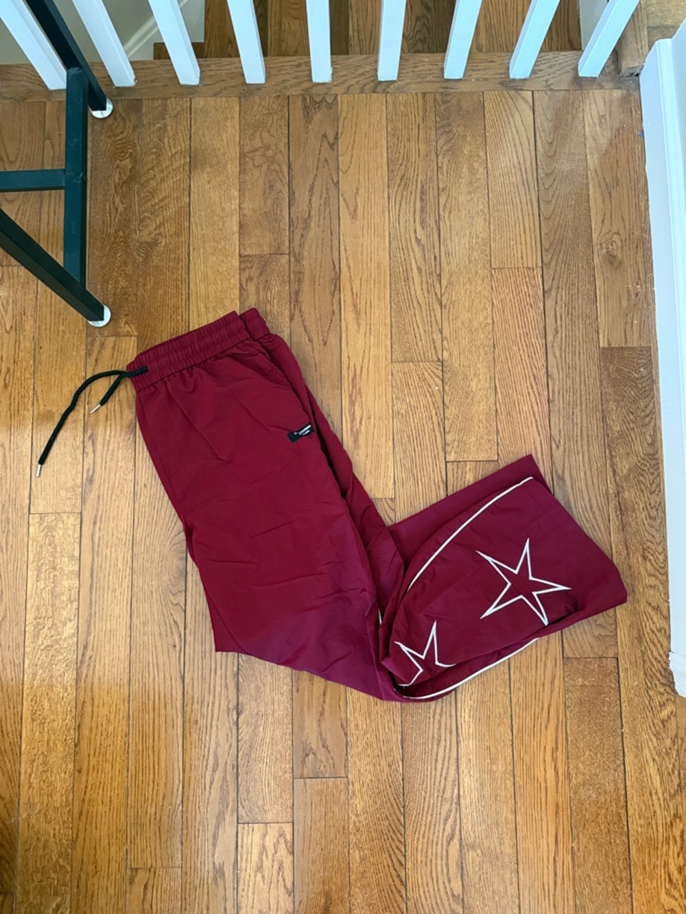 Burgundy Star-Trim Track Pants